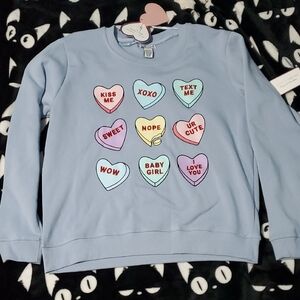 Conversation Hearts Valentine Blue Crewneck Sweatshirt